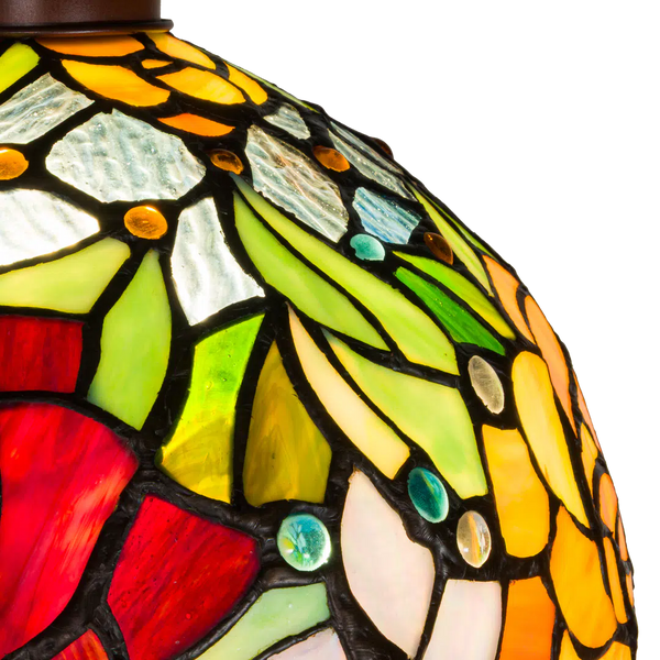 Tiffany Stehleuchte mit Rosen – Rot, Gelb & Grün – H 177 cm (Art. 7257)