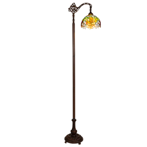 Tiffany Stehleuchte mit Rosen – Rot, Gelb & Grün – H 177 cm (Art. 7257)