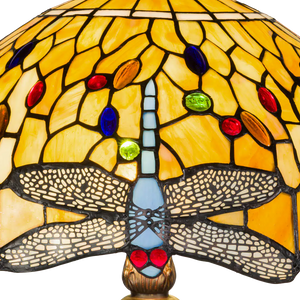 Tiffany vloerlamp Dragonfly – Geel, Amber & Crème – H 165 cm (Art. 7259)