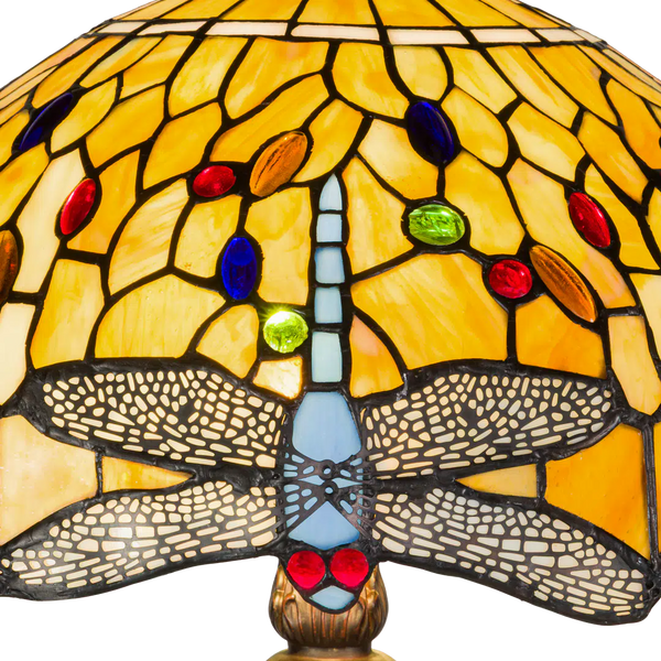 Tiffany vloerlamp Dragonfly – Geel, Amber & Crème – H 165 cm (Art. 7259)