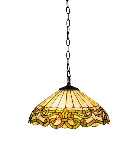 Tiffany hanglamp – Crème & Groen – Ø 40 cm (Art. 7405)