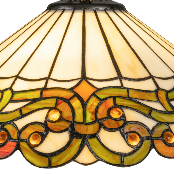 Tiffany hanglamp – Crème & Groen – Ø 40 cm (Art. 7405)