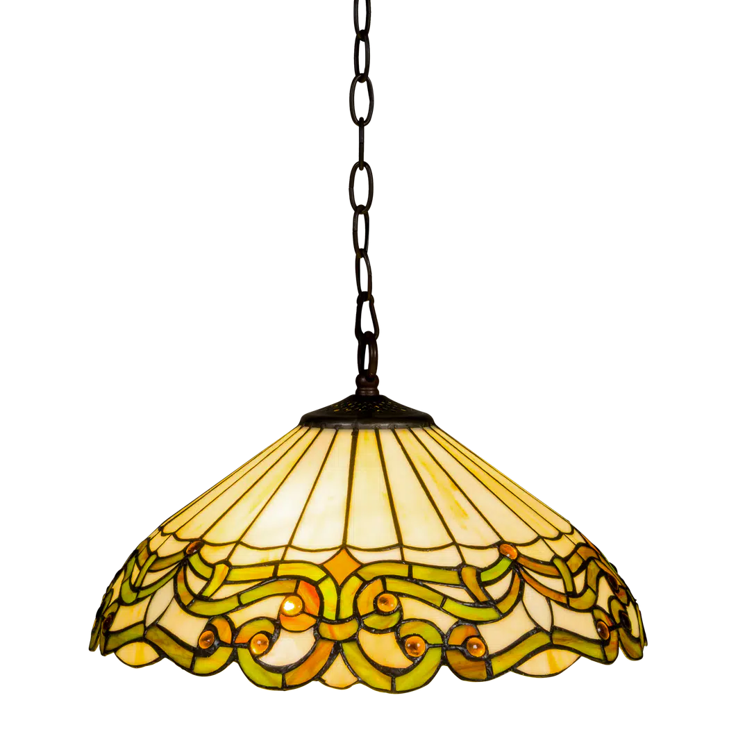 Tiffany hanglamp – Crème & Groen – Ø 40 cm (Art. 7405)