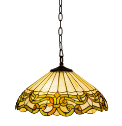 Tiffany hanglamp – Crème & Groen – Ø 40 cm (Art. 7405)