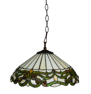 Tiffany hanglamp – Crème & Groen – Ø 40 cm (Art. 7405)