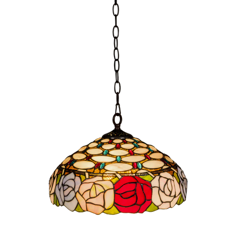 Tiffany hanglamp – Rozenmotief – Ø 40 cm (Art. 7407)