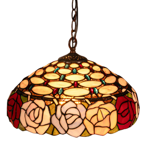 Tiffany hanglamp – Rozenmotief – Ø 40 cm (Art. 7407)