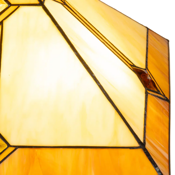 Tiffany tafellamp met verlichte voet – Art Deco geometrie – H 58 cm x B 41 cm (Art. 7604)