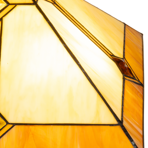 Tiffany tafellamp met verlichte voet – Art Deco geometrie – H 58 cm x B 41 cm (Art. 7604)