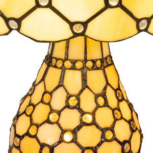 Tiffany tafellamp met verlichte voet – honingraatstructuur – Ø 30 cm × H 48 cm (Art. 7605)
