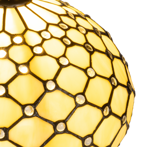 Tiffany tafellamp met verlichte voet – honingraatstructuur – Ø 30 cm × H 48 cm (Art. 7605)