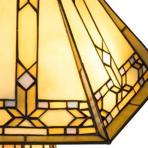 Tiffany tafellamp met verlichte voet – geometrisch ontwerp – H 58 cm x B 41,5 cm (Art. 7608)