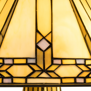 Tiffany tafellamp met verlichte voet – geometrisch ontwerp – H 58 cm x B 41,5 cm (Art. 7608)