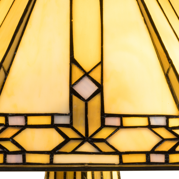 Tiffany tafellamp met verlichte voet – geometrisch ontwerp – H 58 cm x B 41,5 cm (Art. 7608)