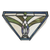 Tiffany wandlamp art deco van glas in lood in blauw-, groen- en rozetinten, uitgeschakeld