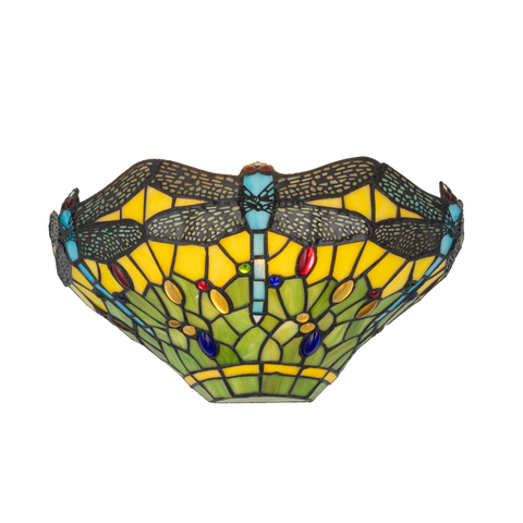 Tiffany wandlamp – Libelle – B 31,5 × H 16,5 cm (Art. 7701)