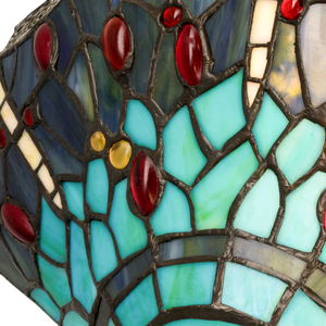 Tiffany libelle (dragonfly) wandlamp – Blauwtinten – B 25 × H 14 cm (Art. 7702)