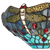 Detail Tiffany wandlamp libellen van glas in lood in blauw-, groen- en roodtinten