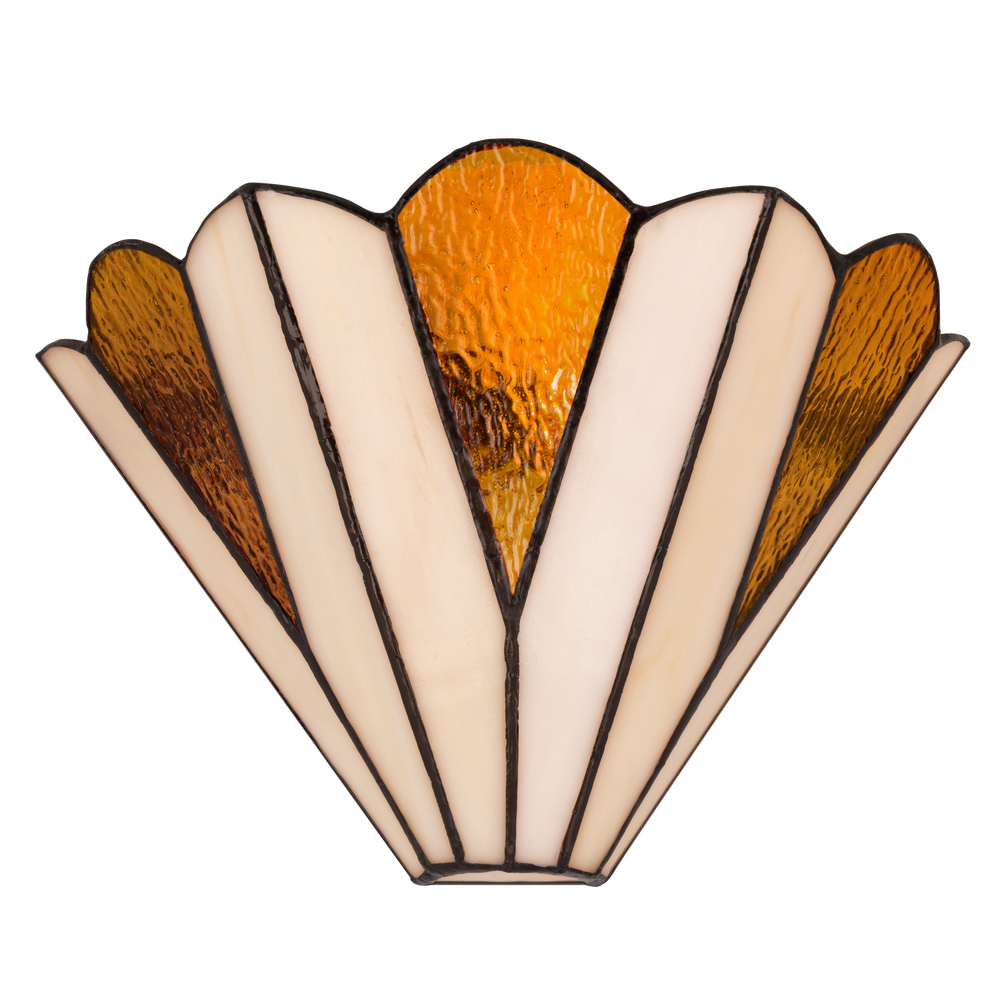 Tiffany wandlamp – Waaier-vormige stijl – B 25 × H 14 cm (Art. 7704)