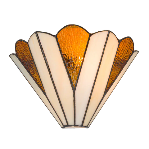 Tiffany wandlamp – Waaier-vormige stijl – B 25 × H 14 cm (Art. 7704)