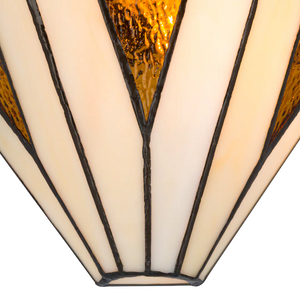 Detail Tiffany wandlamp klassiek rustig van glas in lood in crème-, amber- en bruintinten