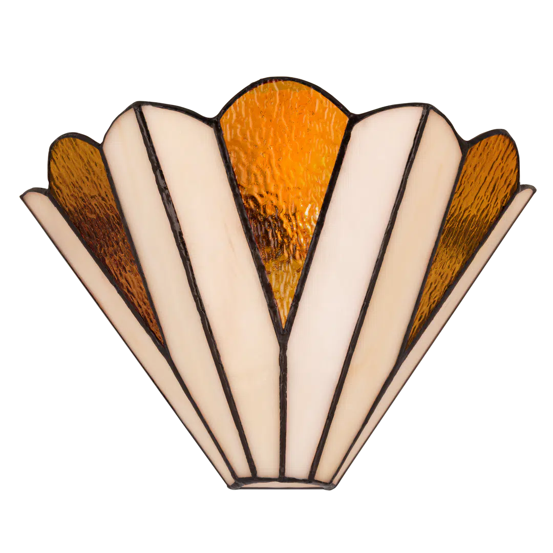 Tiffany wandlamp – Waaier-vormige stijl – B 25 × H 14 cm (Art. 7704)