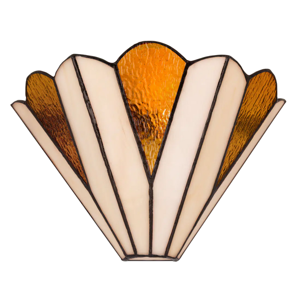 Tiffany wandlamp – Waaier-vormige stijl – B 25 × H 14 cm (Art. 7704)