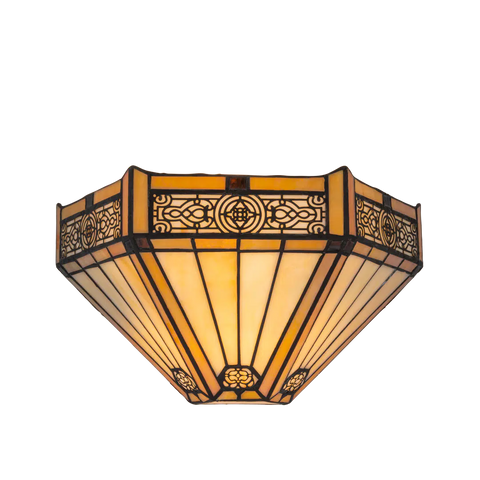 Tiffany wandlamp – Geometrisch patroon & warme gloed – B 29,5 × H 16,5 cm (Art. 7706)