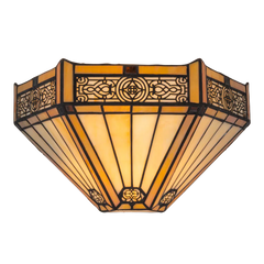 Tiffany wandlamp – Geometrisch patroon & warme gloed – B 29,5 × H 16,5 cm (Art. 7706)