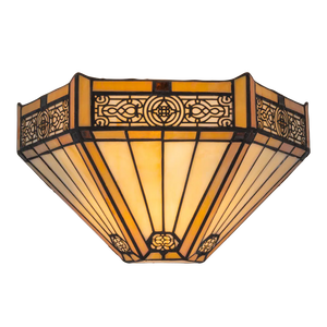 Tiffany wandlamp – Geometrisch patroon & warme gloed – B 29,5 × H 16,5 cm (Art. 7706)