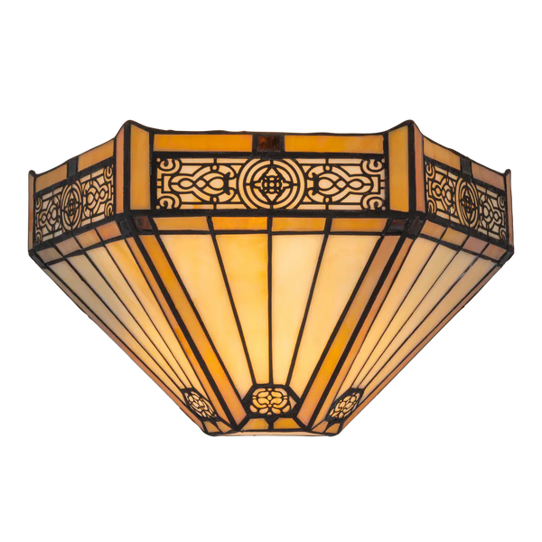 Tiffany wandlamp – Geometrisch patroon & warme gloed – B 29,5 × H 16,5 cm (Art. 7706)