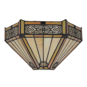 Tiffany wandlamp – Geometrisch patroon & warme gloed – B 29,5 × H 16,5 cm (Art. 7706)