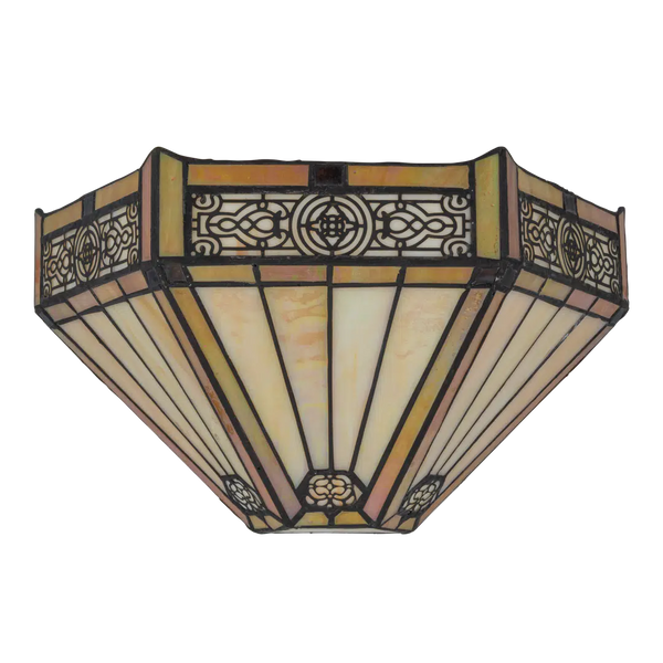 Tiffany wandlamp – Geometrisch patroon & warme gloed – B 29,5 × H 16,5 cm (Art. 7706)
