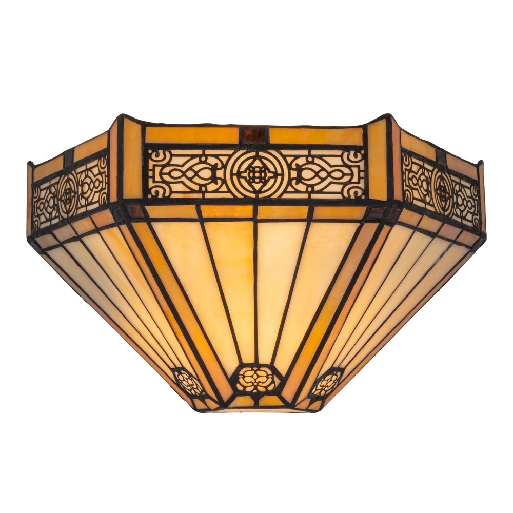 Tiffany wandlamp – Geometrisch patroon & warme gloed – B 29,5 × H 16,5 cm (Art. 7706)