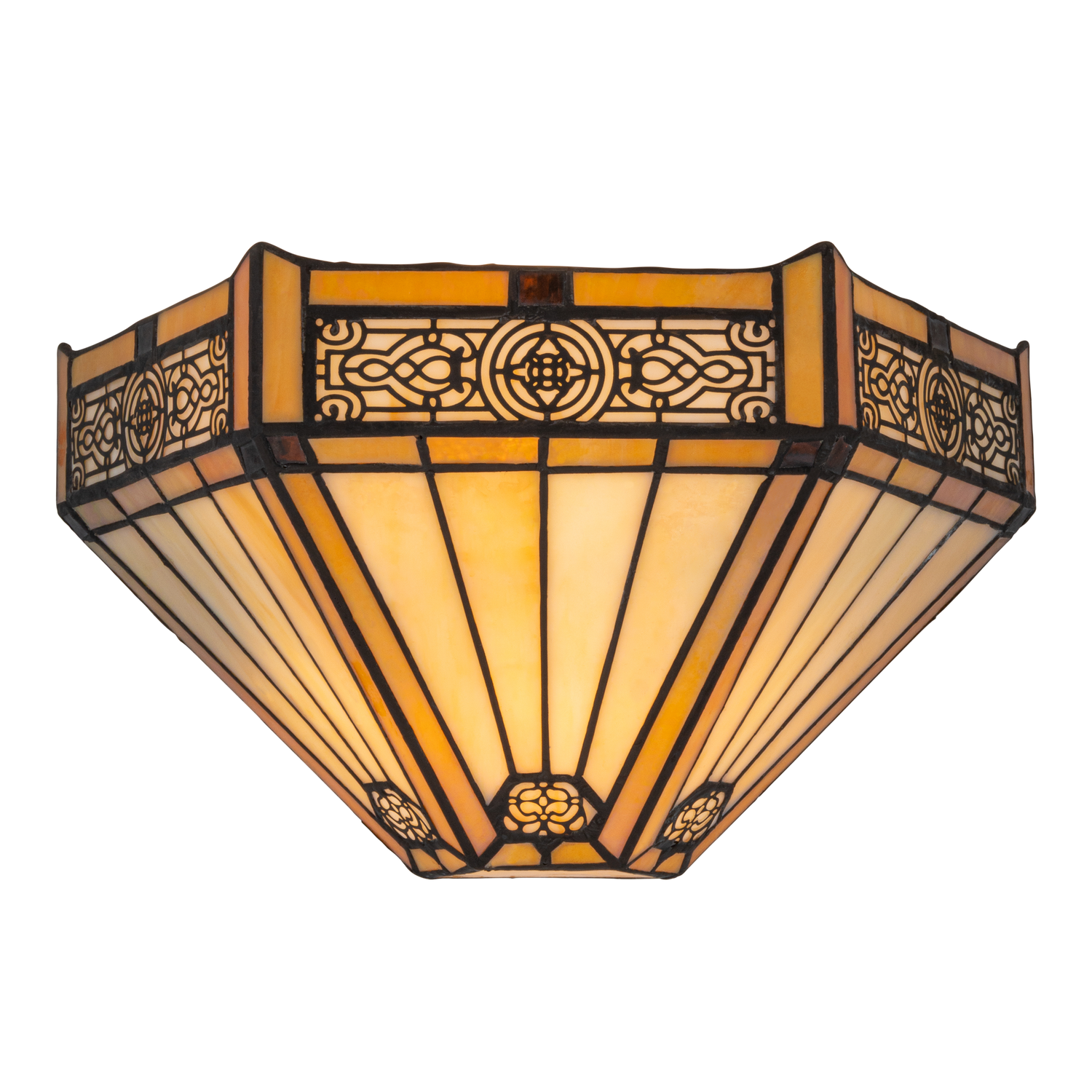 Tiffany wandlamp – Geometrisch patroon & warme gloed – B 29,5 × H 16,5 cm (Art. 7706)
