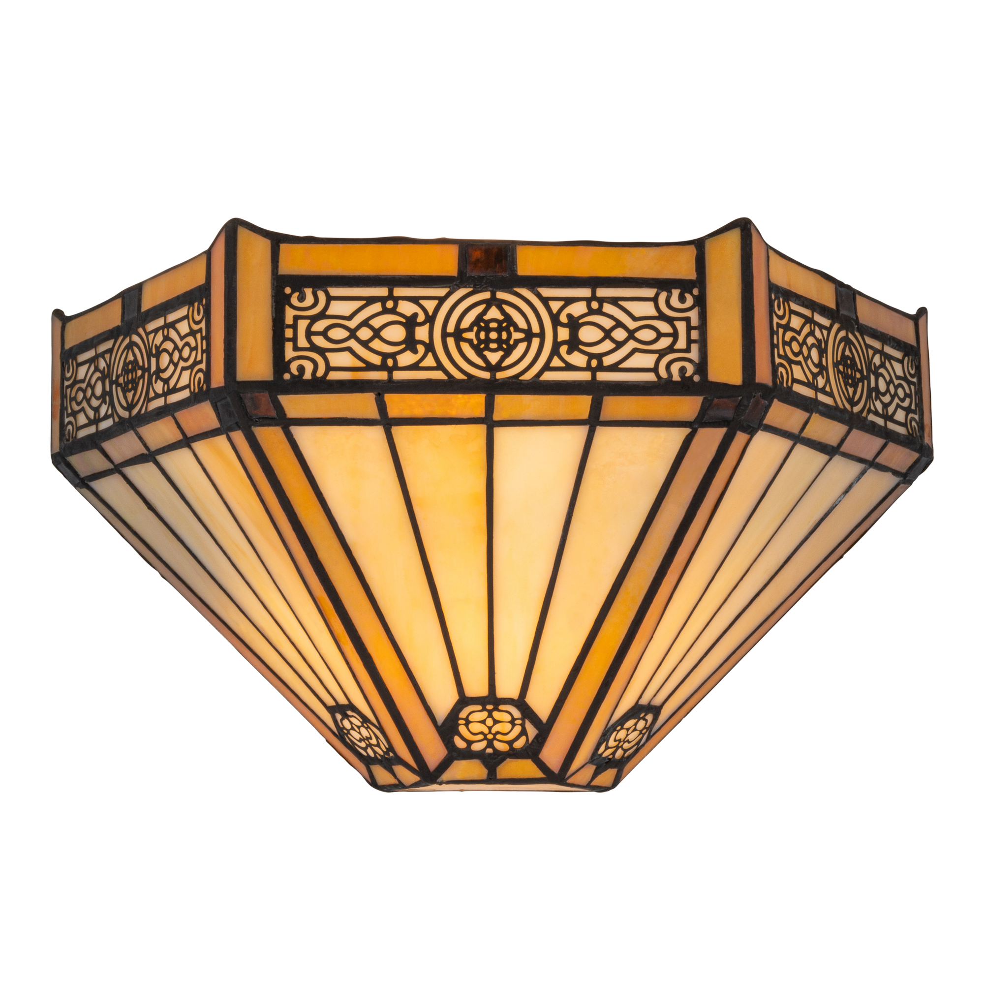 Tiffany wandlamp – Geometrisch patroon & warme gloed – B 29,5 × H 16,5 cm (Art. 7706)