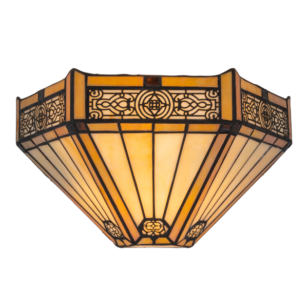 Tiffany wandlamp – Geometrisch patroon & warme gloed – B 29,5 × H 16,5 cm (Art. 7706)