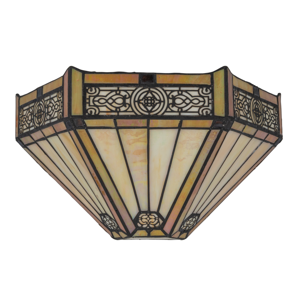 Tiffany wandlamp – Geometrisch patroon & warme gloed – B 29,5 × H 16,5 cm (Art. 7706)