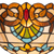 Detail Tiffany wandlamp art nouveau van glas in lood in crème-, geel- en blauwtinten