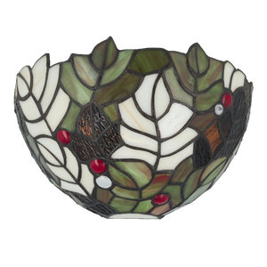 Tiffany wandlamp – Hulstbladmotief – B 25 × H 14 cm (Art. 7708)