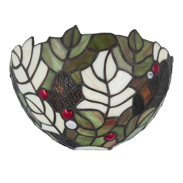 Tiffany wandlamp – Hulstbladmotief – B 25 × H 14 cm (Art. 7708)