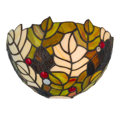 Tiffany wandlamp – Hulstbladmotief – B 25 × H 14 cm (Art. 7708)