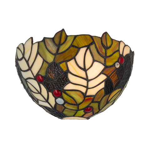 Tiffany wandlamp – Hulstbladmotief – B 25 × H 14 cm (Art. 7708)