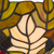 Detail Tiffany wandlamp herfst en bladeren van glas in lood in groen-, bruin- en crèmetinten