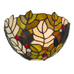 Tiffany wandlamp – Hulstbladmotief – B 25 × H 14 cm (Art. 7708)
