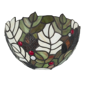 Tiffany wandlamp – Hulstbladmotief – B 25 × H 14 cm (Art. 7708)