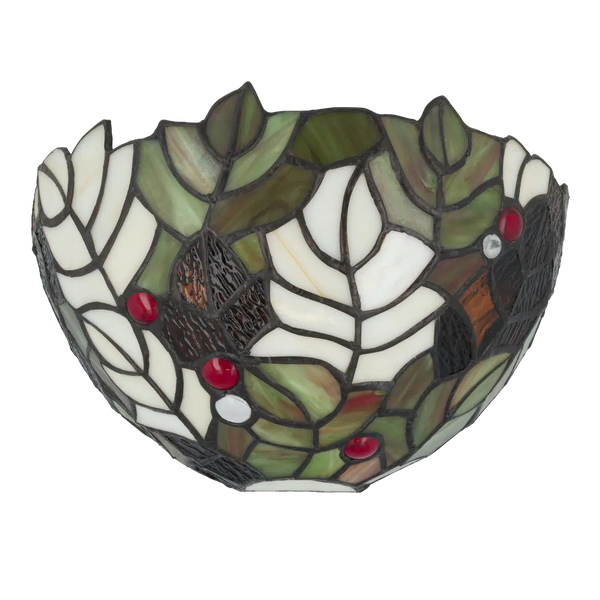 Tiffany wandlamp – Hulstbladmotief – B 25 × H 14 cm (Art. 7708)