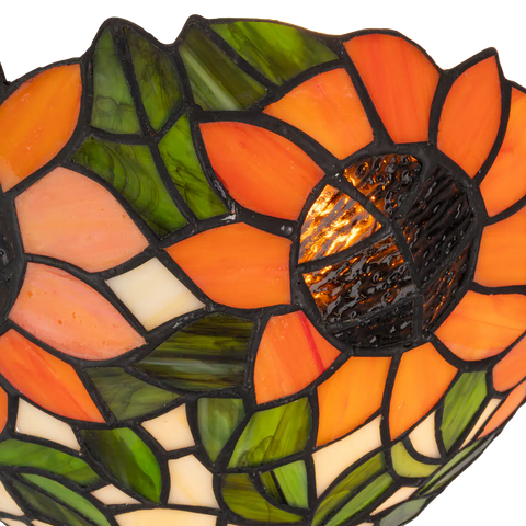 Tiffany wandlamp – Zonnebloemen – B 25 × H 15,5 cm (Art. 7709)