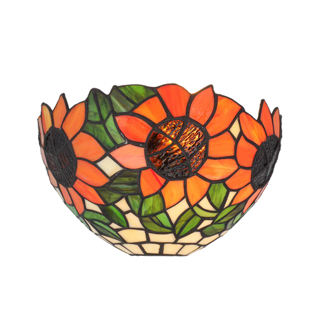 Tiffany wandlamp – Zonnebloemen – B 25 × H 15,5 cm (Art. 7709)