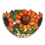 Roruvera Tiffany wandlamp zonnebloemen van glas in lood in oranje-, groene- en crèmetinten, brandend